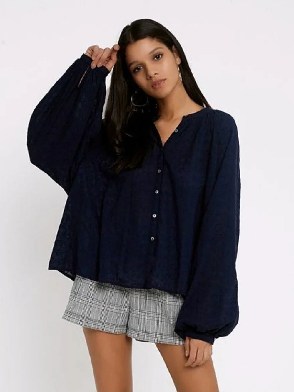 Free People Down From The Clouds Oversized Eyelet Cotton Peasant Top